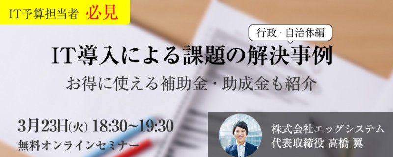 IT予算担当者必見！IT導入による課題の解決事例とお得に使える補助金・助成金の紹介 (行政・自治体編)